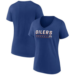 NHL Blue Edmonton Oilers Women's Primary Play V-Neck T-Shirt