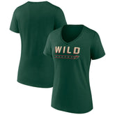 NHL Green Minnesota Wild Women's Primary Play V-Neck T-Shirt