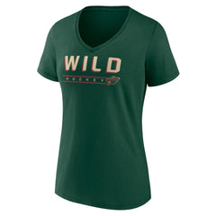 NHL Green Minnesota Wild Women's Primary Play V-Neck T-Shirt