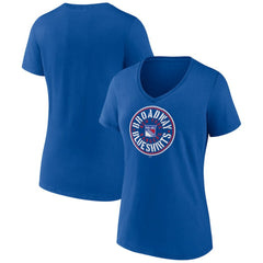 NHL Blue New York Rangers Women's Active Edge V-Neck T-Shirt