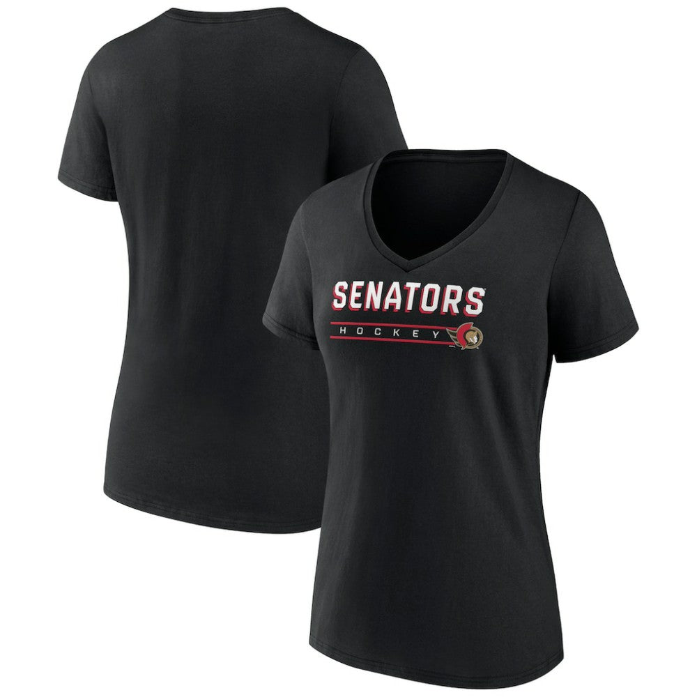 NHL Black Ottawa Senators Women's Primary Play V-Neck T-Shirt