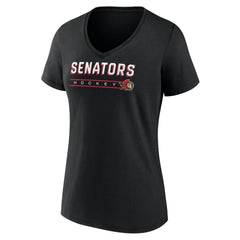 NHL Black Ottawa Senators Women's Primary Play V-Neck T-Shirt