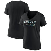 NHL Black San Jose Sharks Women's Primary Play V-Neck T-Shirt