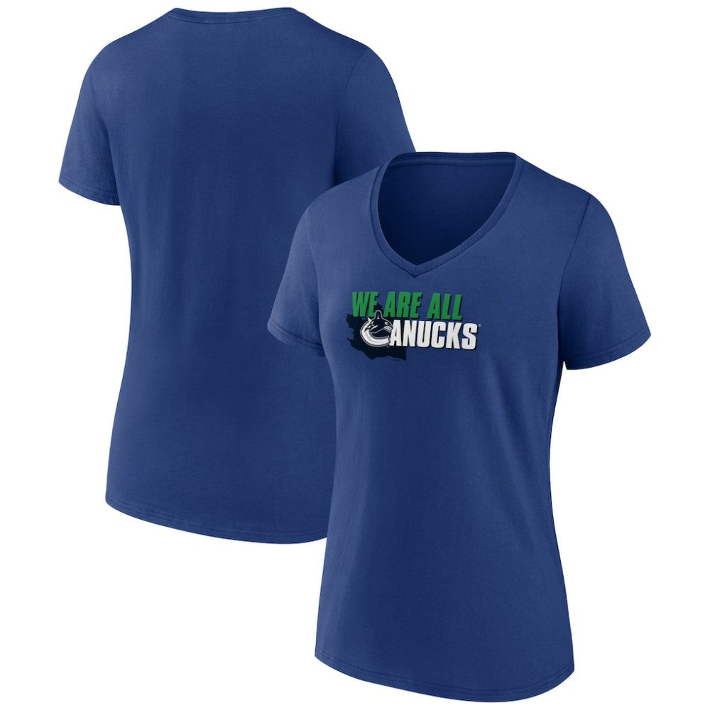 NHL Blue Vancouver Canucks Women's Active Edge V-Neck T-Shirt
