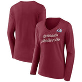 NHL Burgundy Colorado Avalanche Women's Forge Long Sleeve V-Neck T-Shirt