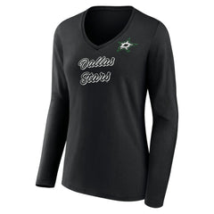 NHL Black Dallas Stars Women's Forge Long Sleeve V-Neck T-Shirt