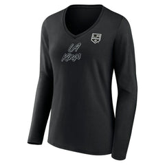 NHL Black Los Angeles Kings Women's Forge Long Sleeve V-Neck T-Shirt