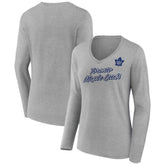 NHL Heathered Gray Toronto Maple Leafs Women's Forge Long Sleeve V-Neck T-Shirt