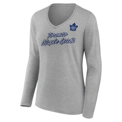 NHL Heathered Gray Toronto Maple Leafs Women's Forge Long Sleeve V-Neck T-Shirt