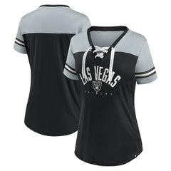 Women's Blitz & Glam Lace-Up V-Neck Jersey T-Shirt - Las Vegas Raiders