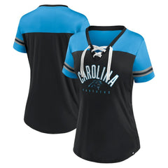 Women's Blitz & Glam Lace-Up V-Neck Jersey T-Shirt - Carolina Panthers