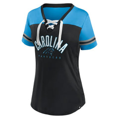 Women's Blitz & Glam Lace-Up V-Neck Jersey T-Shirt - Carolina Panthers