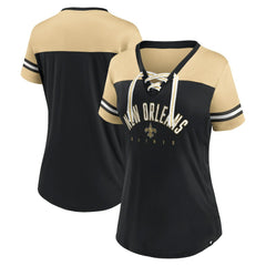 Women's Blitz & Glam Lace-Up V-Neck Jersey T-Shirt - New Orleans Saints