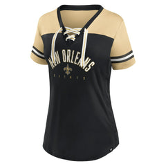 Women's Blitz & Glam Lace-Up V-Neck Jersey T-Shirt - New Orleans Saints