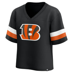 Women's Established Jersey Cropped V-Neck T-Shirt - Cincinnati Bengals