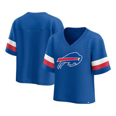Women's Established Jersey Cropped V-Neck T-Shirt - Buffalo Bills