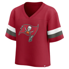 Women's Established Jersey Cropped V-Neck T-Shirt - Tampa Bay Buccaneers