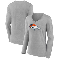 Women's Primary Team Logo Long Sleeve V-Neck T-Shirt - Denver Broncos