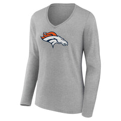 Women's Primary Team Logo Long Sleeve V-Neck T-Shirt - Denver Broncos