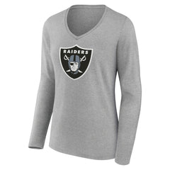 Women's Primary Team Logo Long Sleeve V-Neck T-Shirt - Las Vegas Raiders