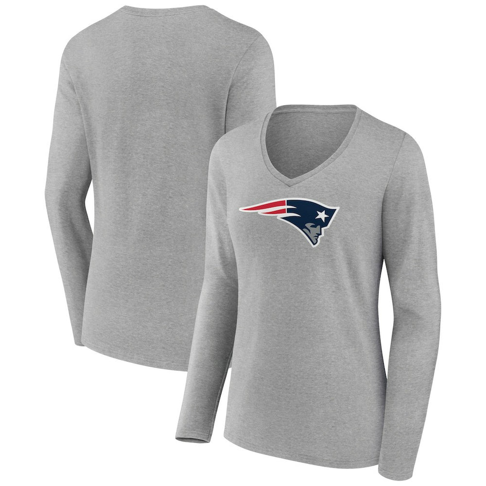 Women's Primary Team Logo Long Sleeve V-Neck T-Shirt - New England Patriots