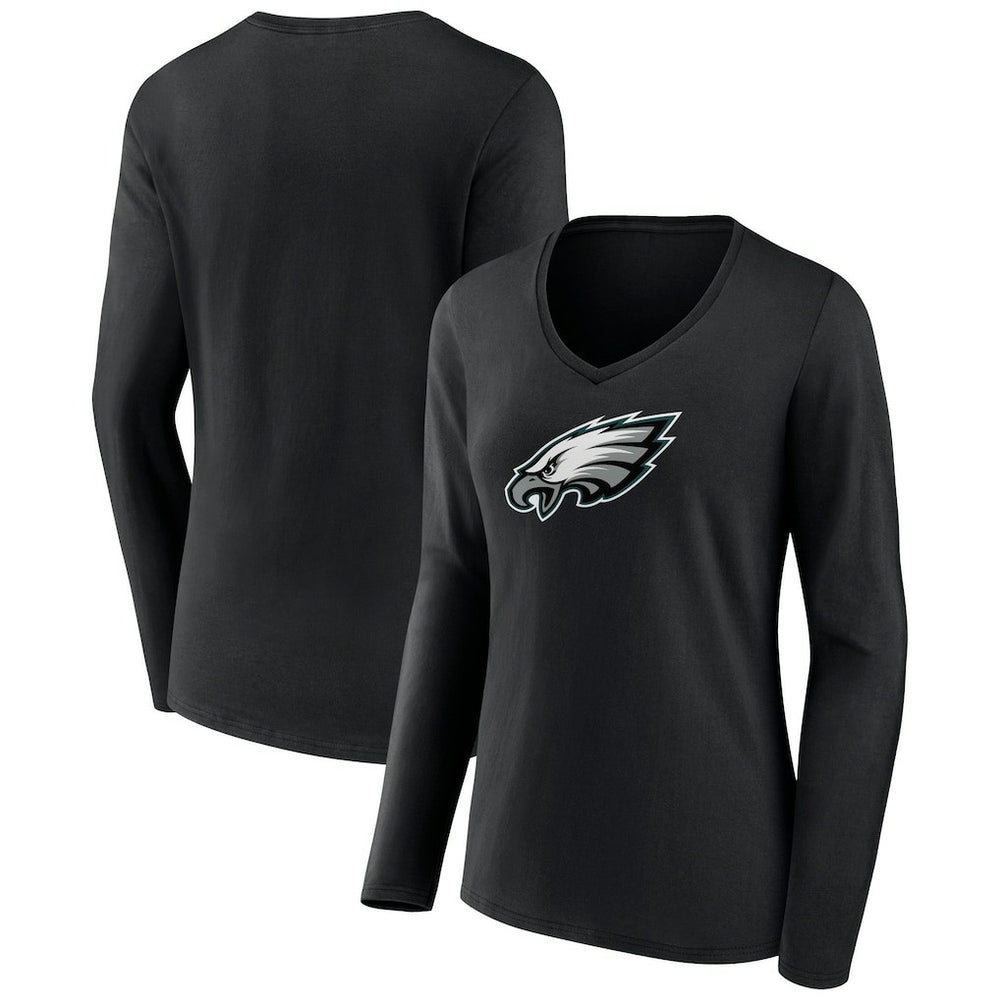 Women's Primary Team Logo Long Sleeve V-Neck T-Shirt - Philadelphia Eagles