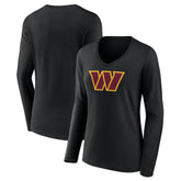 Women's Primary Team Logo Long Sleeve V-Neck T-Shirt - Washington Commanders