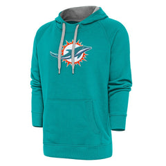 Antigua Victory Chenille Pullover Hoodie - Miami Dolphins