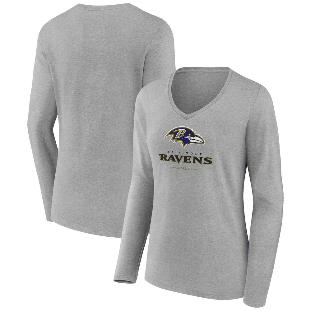 Women's Logo Team Lockup Long Sleeve V-Neck T-Shirt - Baltimore Ravens