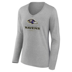 Women's Logo Team Lockup Long Sleeve V-Neck T-Shirt - Baltimore Ravens