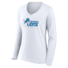 Women's Logo Team Lockup Long Sleeve V-Neck T-Shirt - Detroit Lions