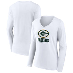 Women's Logo Team Lockup Long Sleeve V-Neck T-Shirt - Green Bay Packers