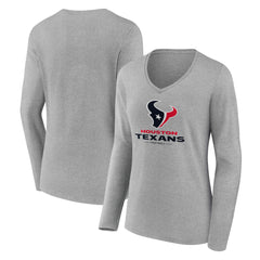 Women's Logo Team Lockup Long Sleeve V-Neck T-Shirt - Houston Texans