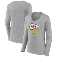 Women's Logo Team Lockup Long Sleeve V-Neck T-Shirt - Kansas City Chiefs