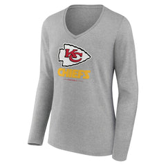 Women's Logo Team Lockup Long Sleeve V-Neck T-Shirt - Kansas City Chiefs