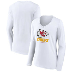 Women's Logo Team Lockup Long Sleeve V-Neck T-Shirt - Kansas City Chiefs