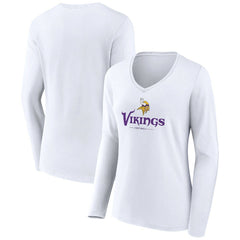 Women's Logo Team Lockup Long Sleeve V-Neck T-Shirt - Minnesota Vikings