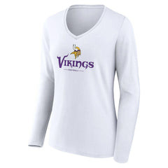 Women's Logo Team Lockup Long Sleeve V-Neck T-Shirt - Minnesota Vikings