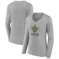 Women's Logo Team Lockup Long Sleeve V-Neck T-Shirt - New Orleans Saints