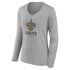 Women's Logo Team Lockup Long Sleeve V-Neck T-Shirt - New Orleans Saints
