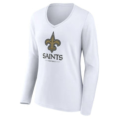 Women's Logo Team Lockup Long Sleeve V-Neck T-Shirt - New Orleans Saints