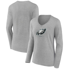 Women's Logo Team Lockup Long Sleeve V-Neck T-Shirt - Philadelphia Eagles