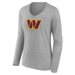 Women's Logo Team Lockup Long Sleeve V-Neck T-Shirt - Washington Commanders