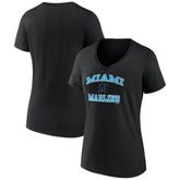 MLB Miami Marlins Women's Heart and Soul V-Neck T-Shirt