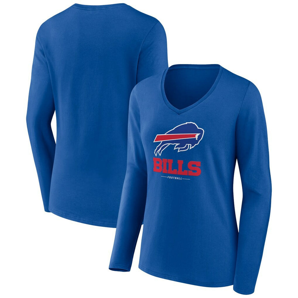 Women's Logo Team Lockup Long Sleeve V-Neck T-Shirt - Buffalo Bills