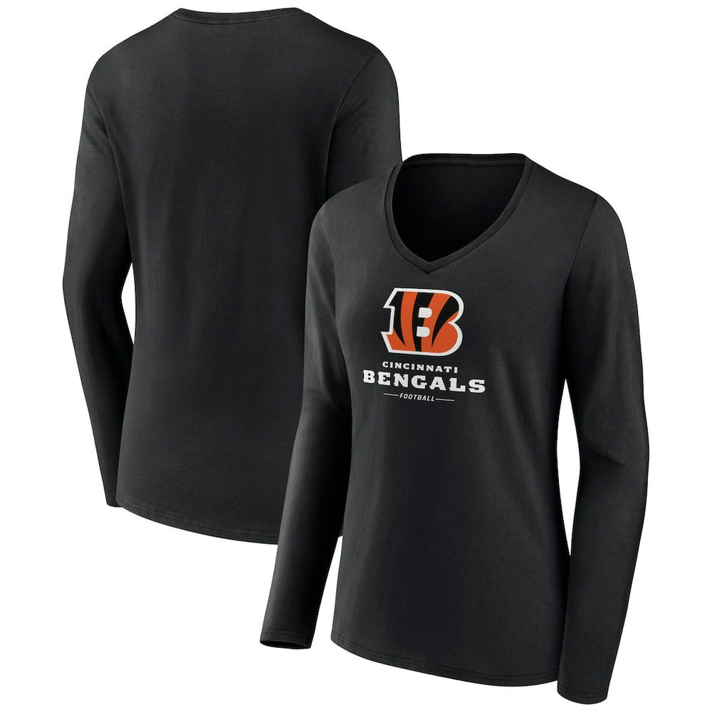 Women's Logo Team Lockup Long Sleeve V-Neck T-Shirt - Cincinnati Bengals