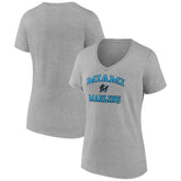 MLB Miami Marlins Women's Heart and Soul V-Neck T-Shirt