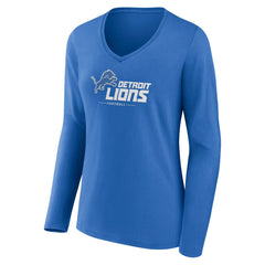 Women's Logo Team Lockup Long Sleeve V-Neck T-Shirt - Detroit Lions