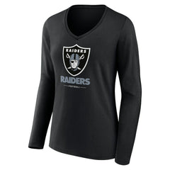 Women's Logo Team Lockup Long Sleeve V-Neck T-Shirt - Las Vegas Raiders