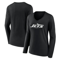 Women's Logo Team Lockup Long Sleeve V-Neck T-Shirt - New York Jets